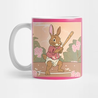 Cuteness of a Rabbit Bunny Playing Baseball Mug